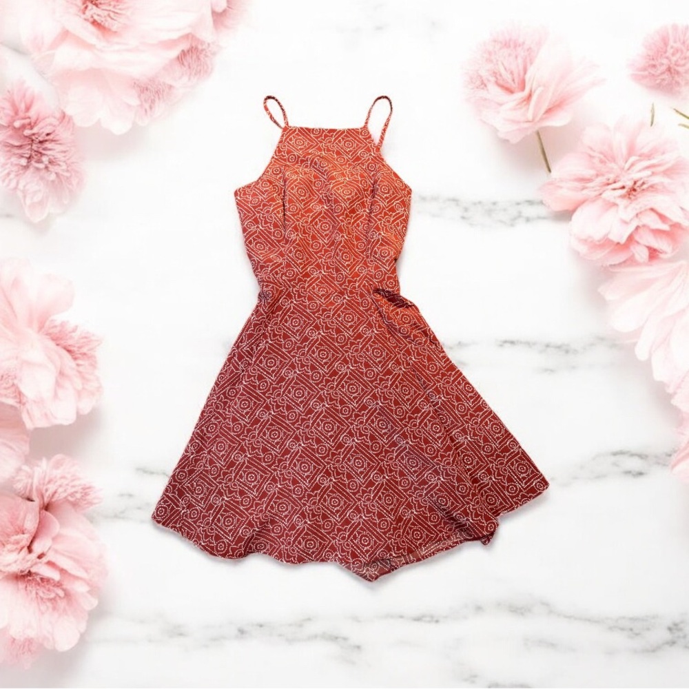 Hollister Red Geometric Pattern Dress, size S